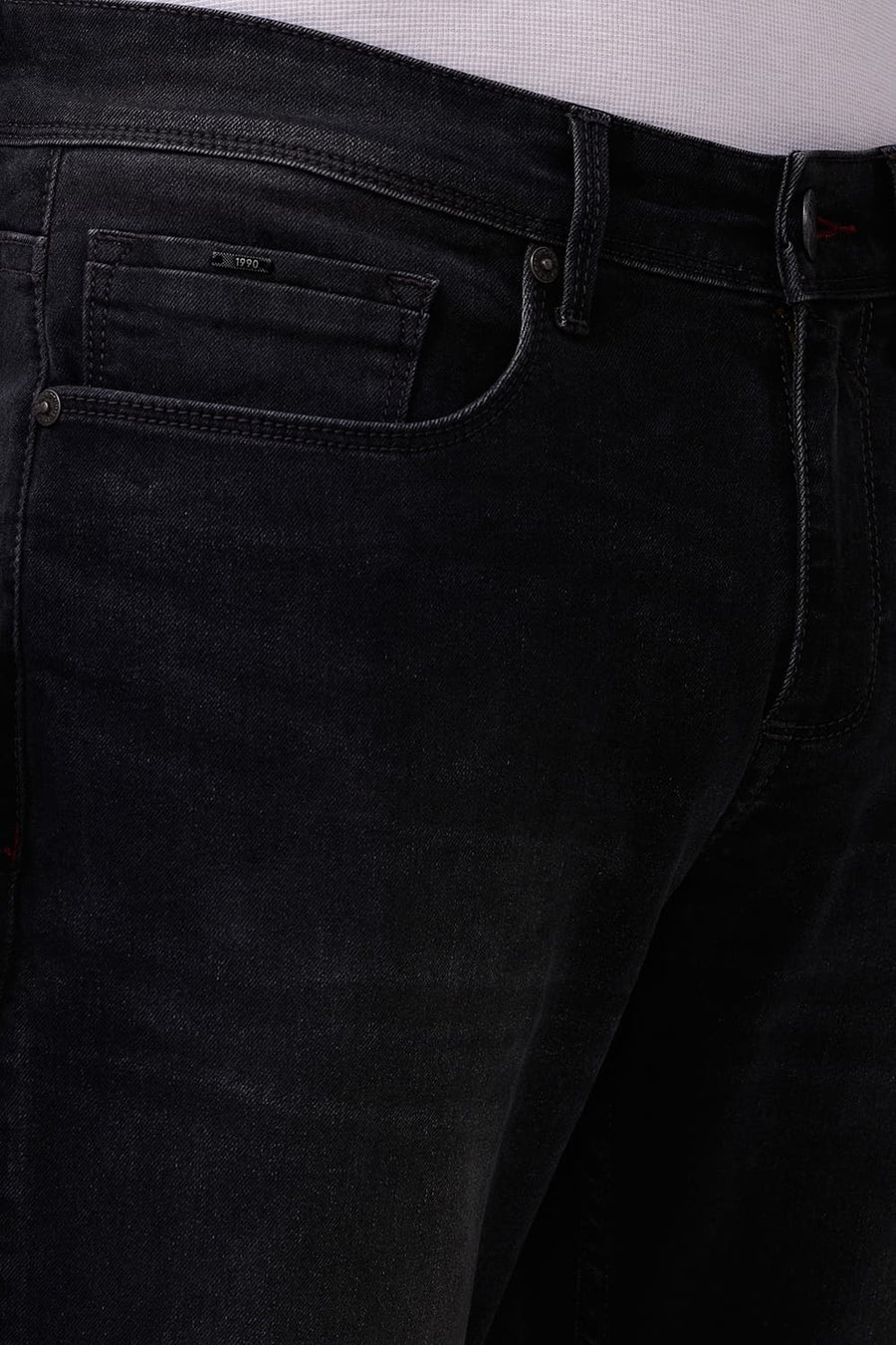 BASICS KERB FIT DARK SHADOW COTTON POLYESTER STRETCH JEAN