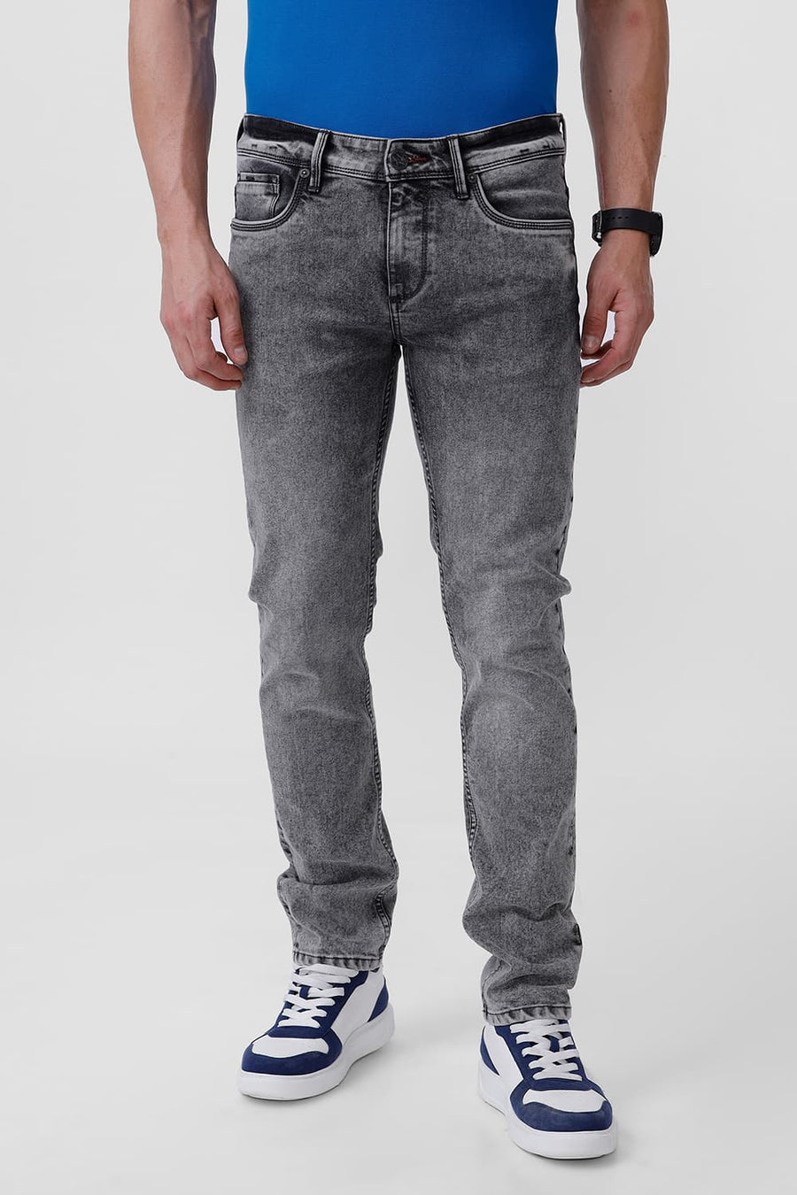 BASICS TORQUE FIT GHOST GREY COTTON POLYESTER STRETCH JEAN