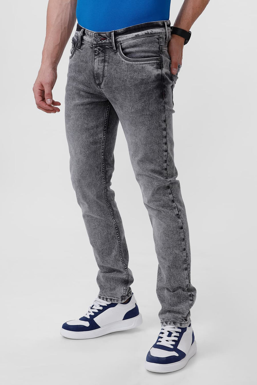 BASICS TORQUE FIT GHOST GREY COTTON POLYESTER STRETCH JEAN