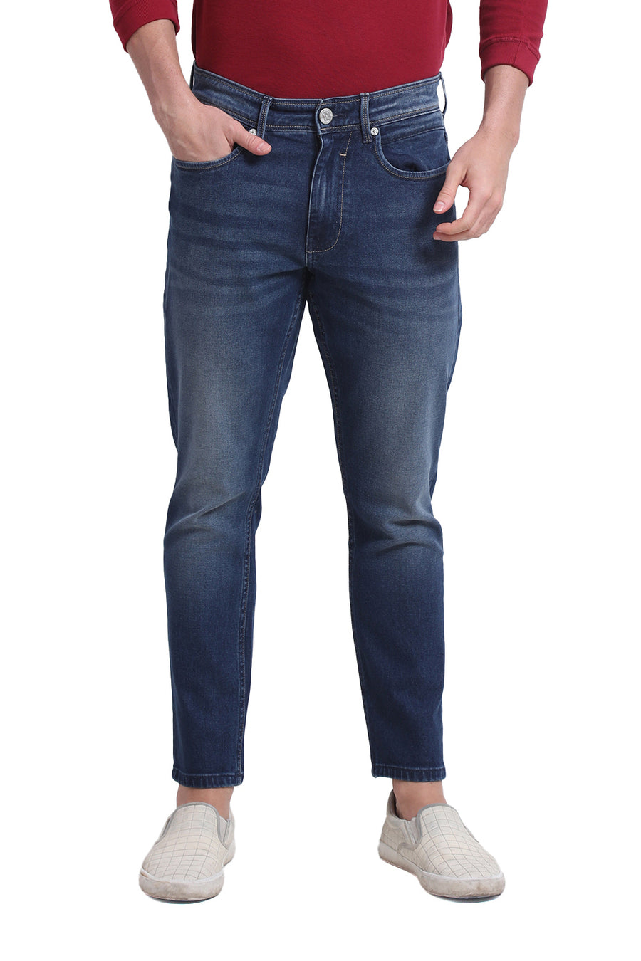 BASICS KERB FIT DARK DENIM COTTON STRETCH JEAN