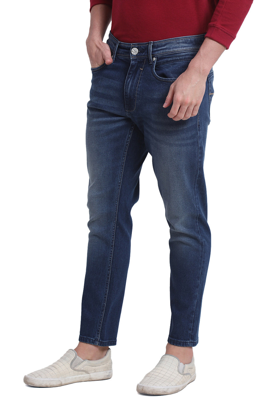 BASICS KERB FIT DARK DENIM COTTON STRETCH JEAN