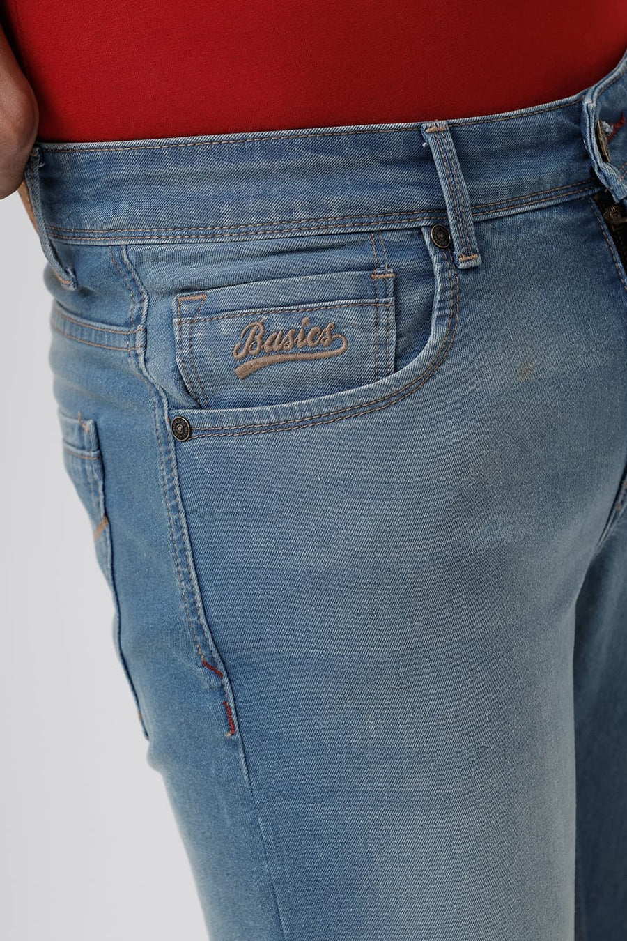 BASICS TORQUE FIT BLUE STONE COTTON POLYESTER STRETCH JEAN