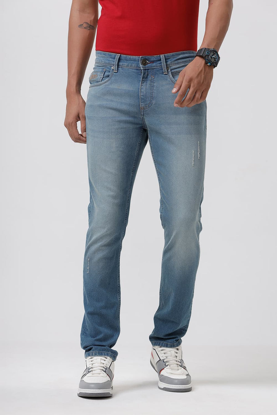 BASICS TORQUE FIT BLUE STONE COTTON POLYESTER STRETCH JEAN