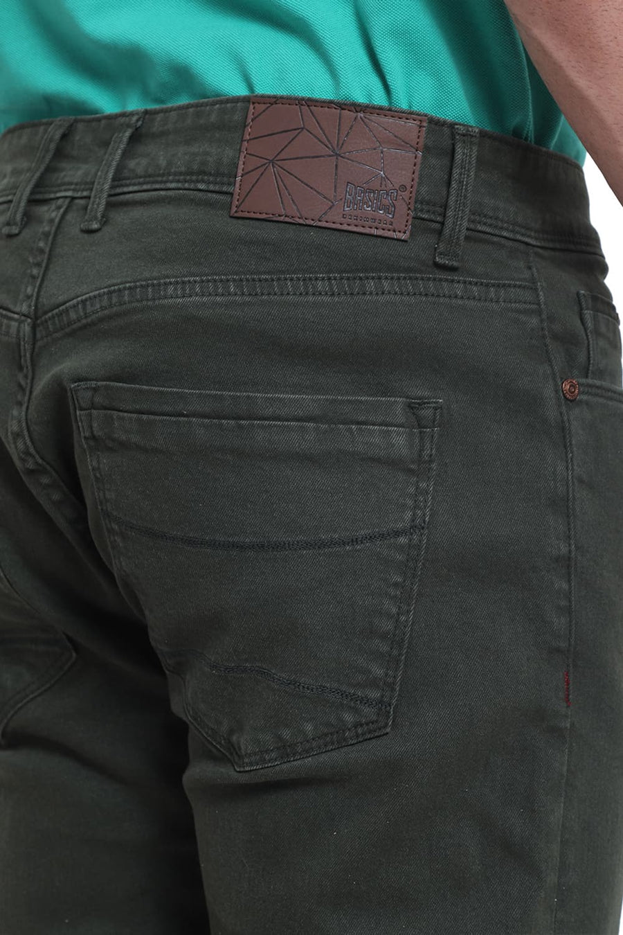 BASICS DRIFT FIT MOUNTAIN GREEN COTTON STRETCH JEAN