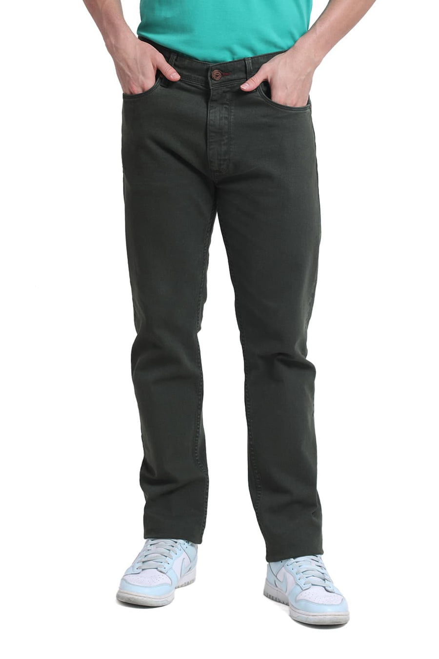 BASICS DRIFT FIT MOUNTAIN GREEN COTTON STRETCH JEAN