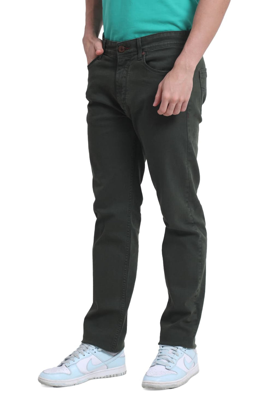 BASICS DRIFT FIT MOUNTAIN GREEN COTTON STRETCH JEAN