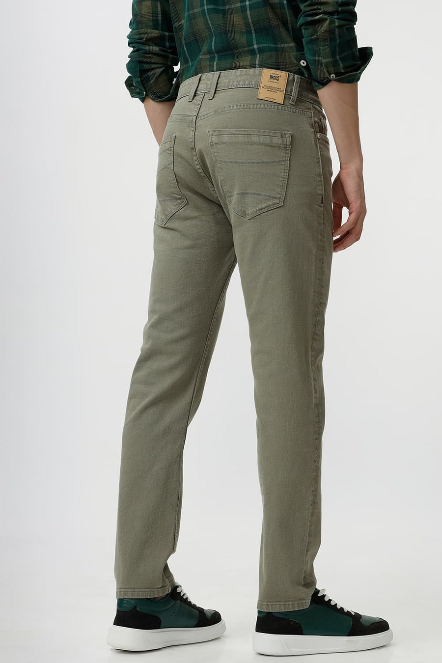 BASICS DRIFT FIT BURNT OLIVE COTTON STRETCH JEAN