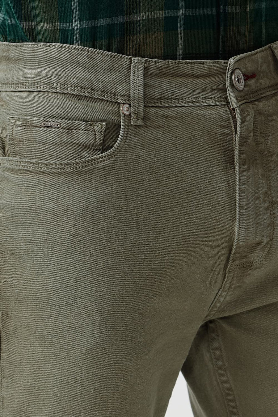BASICS DRIFT FIT BURNT OLIVE COTTON STRETCH JEAN