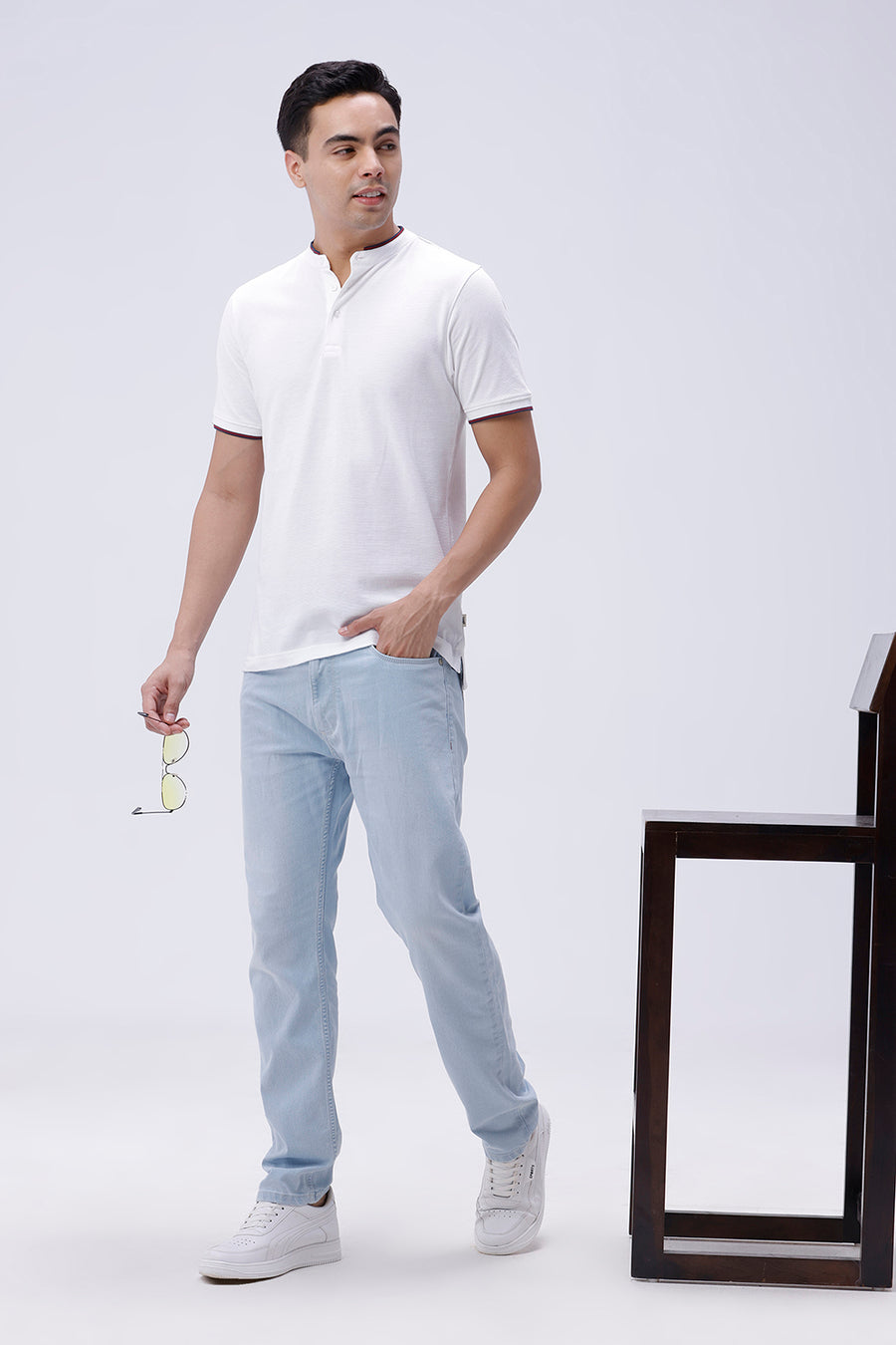 BASICS DRIFT FIT PEARL BLUE COTTON POLYESTER STRETCH JEAN