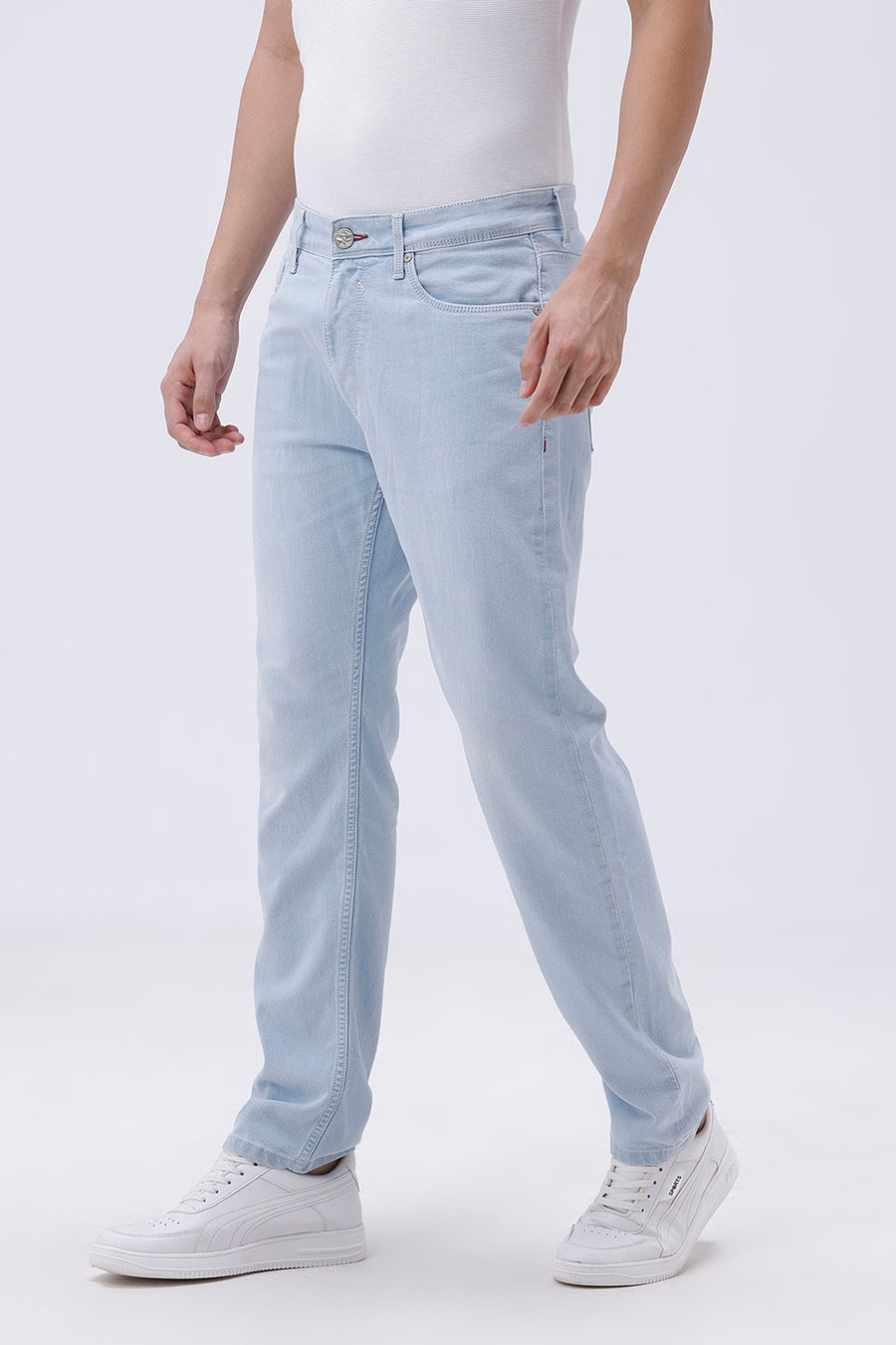 BASICS DRIFT FIT PEARL BLUE COTTON POLYESTER STRETCH JEAN