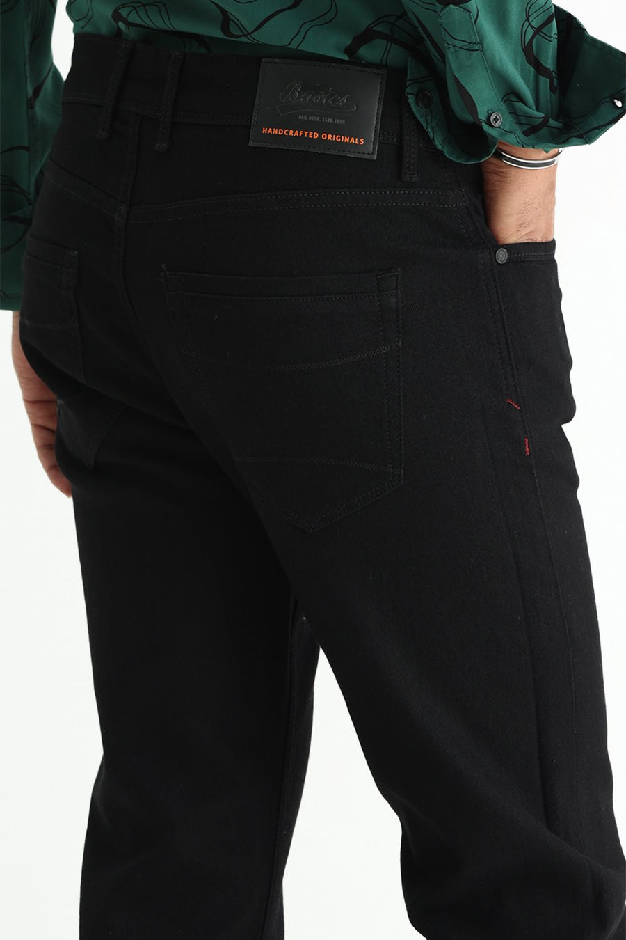 BASICS TORQUE FIT YELLOW COTTON POLYESTER STRETCH PLAIN JEANS