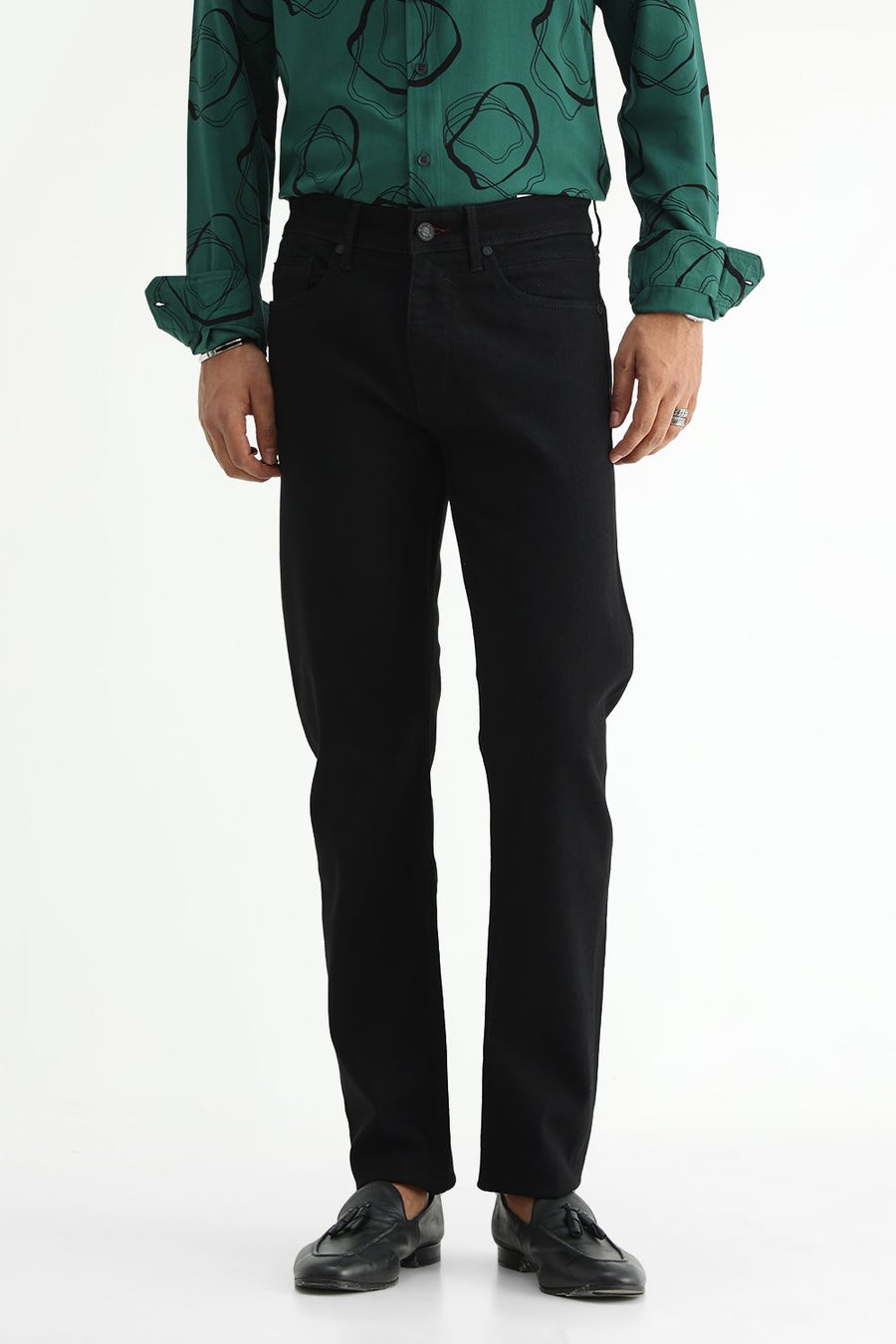 BASICS TORQUE FIT YELLOW COTTON POLYESTER STRETCH PLAIN JEANS
