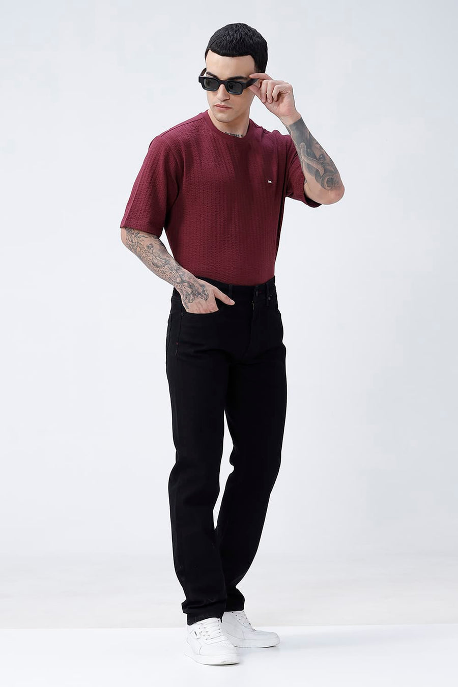 BASICS TORQUE FIT YELLOW COTTON POLYESTER STRETCH PLAIN JEANS