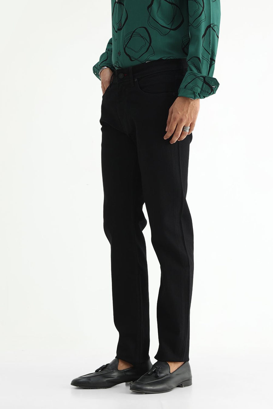 BASICS TORQUE FIT YELLOW COTTON POLYESTER STRETCH PLAIN JEANS