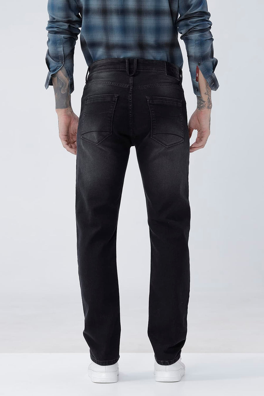 BASICS BLADE FIT BLUE COTTON POLYESTER STRETCH PLAIN JEANS