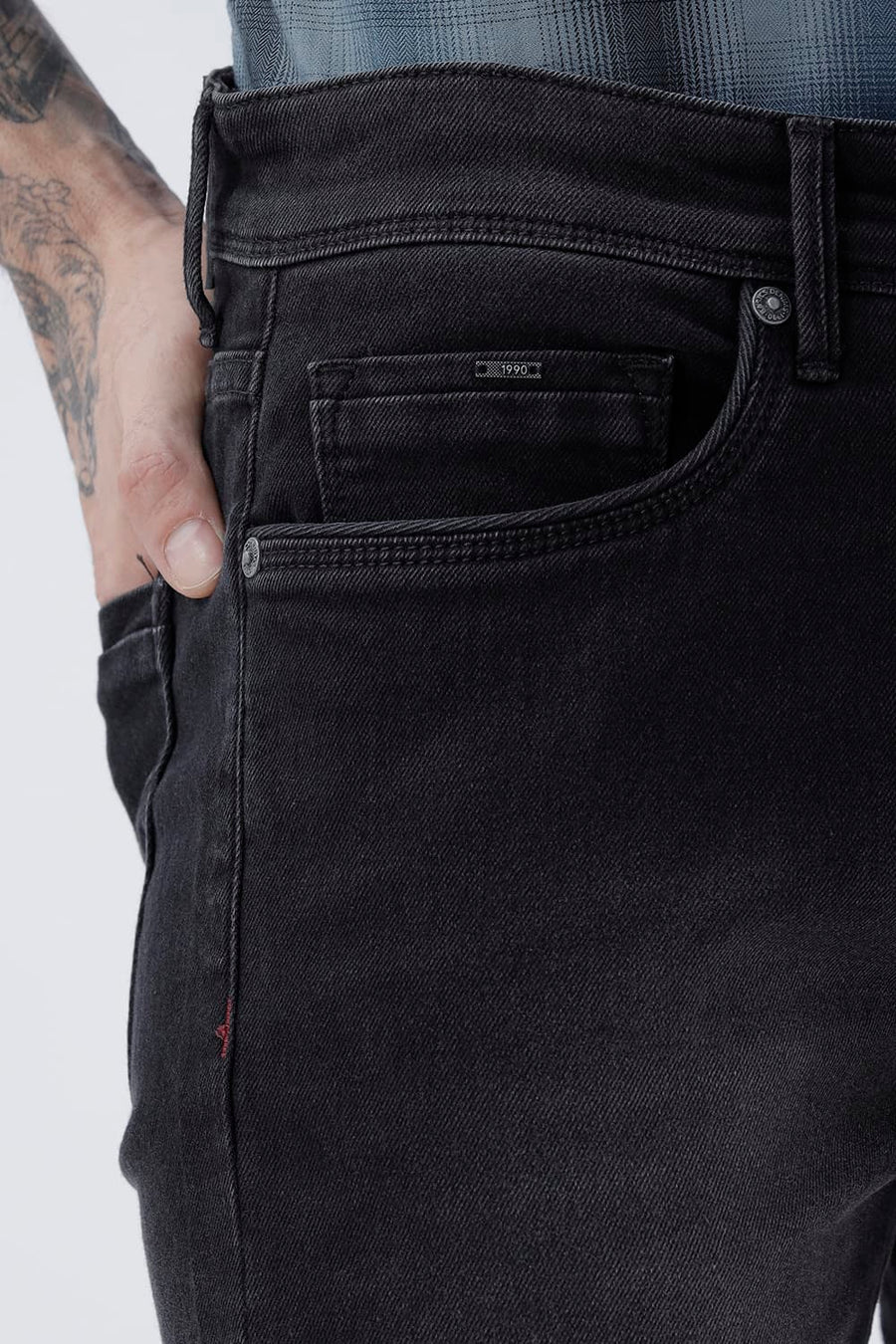 BASICS BLADE FIT BLUE COTTON POLYESTER STRETCH PLAIN JEANS