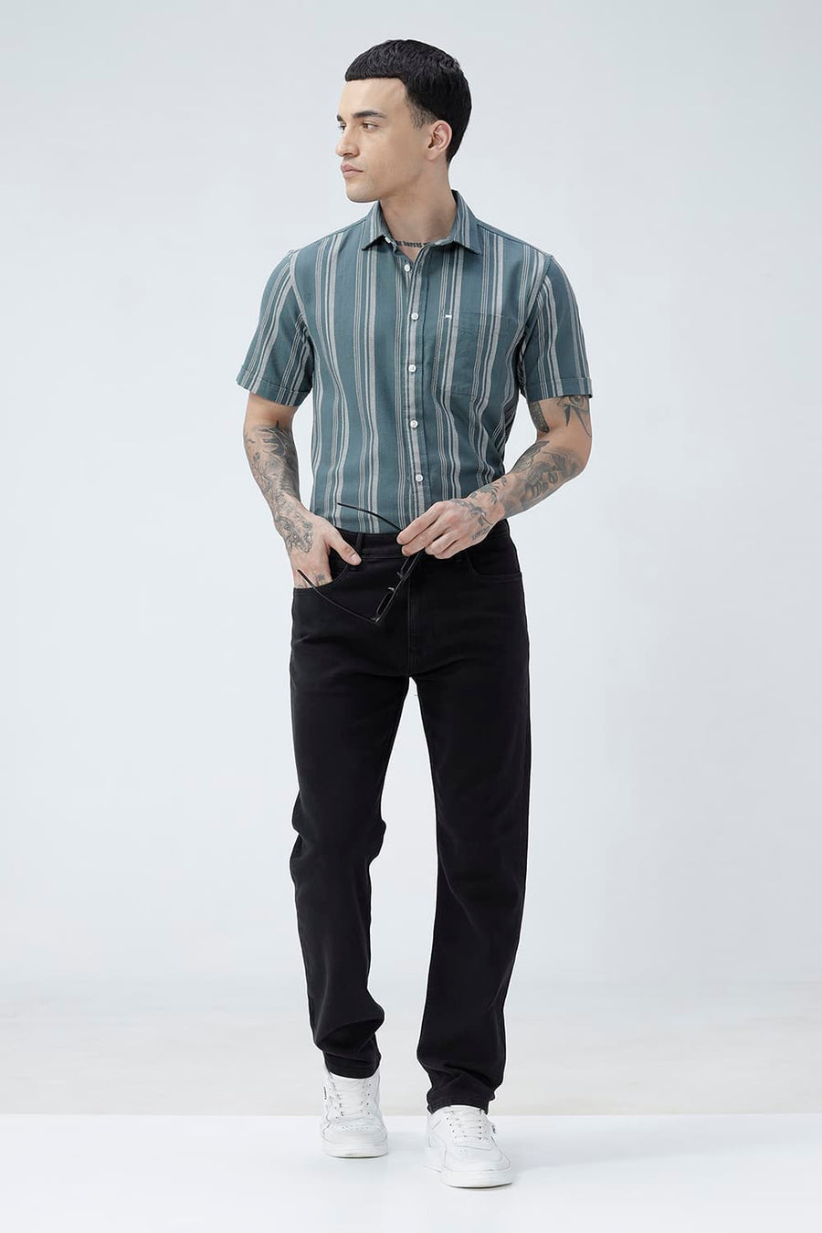 BASICS DRIFT FIT RED COTTON POLYESTER STRETCH PLAIN JEANS