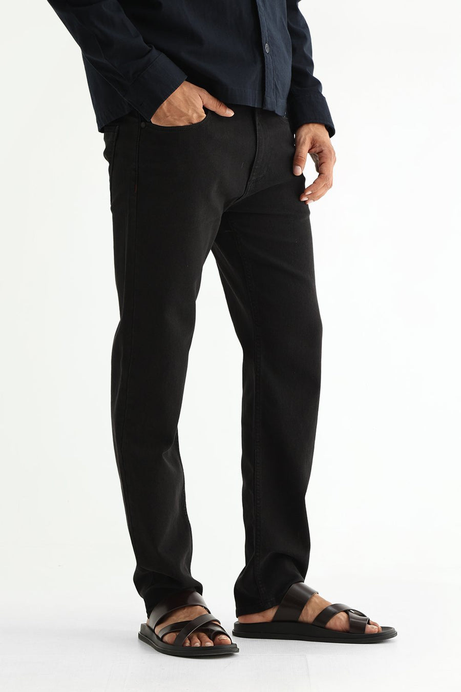 BASICS DRIFT FIT RED COTTON POLYESTER STRETCH PLAIN JEANS