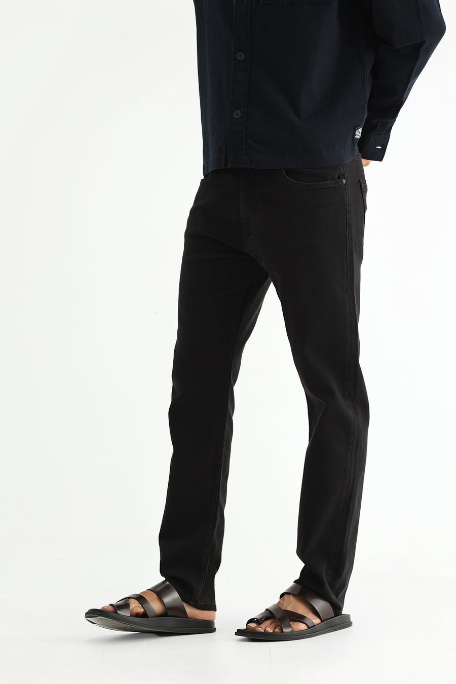 BASICS DRIFT FIT RED COTTON POLYESTER STRETCH PLAIN JEANS