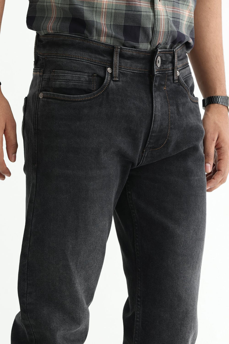 BASICS DRIFT FIT BLUE COTTON POLYESTER STRETCH PLAIN JEANS