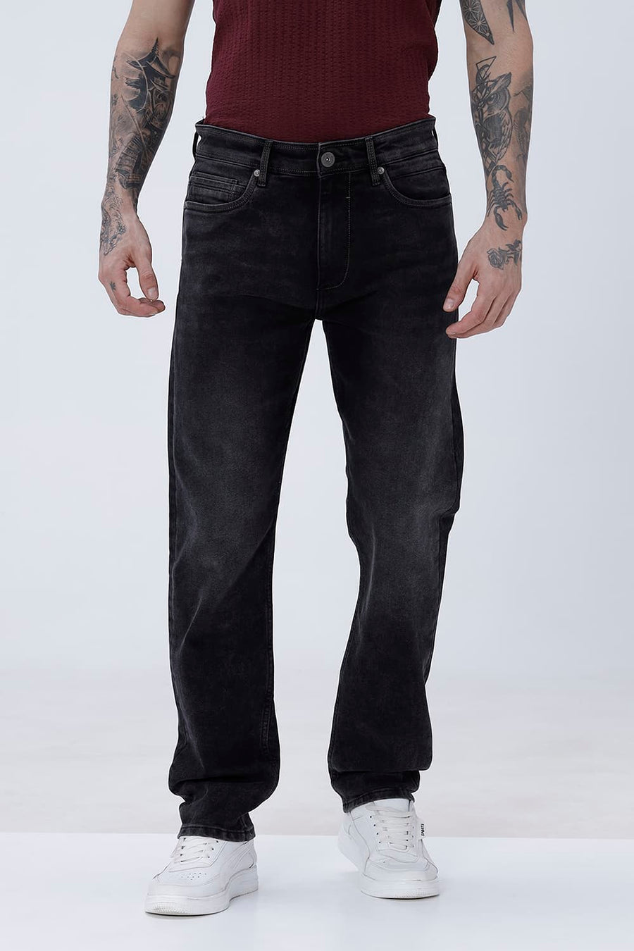 BASICS DRIFT FIT BLUE COTTON POLYESTER STRETCH PLAIN JEANS