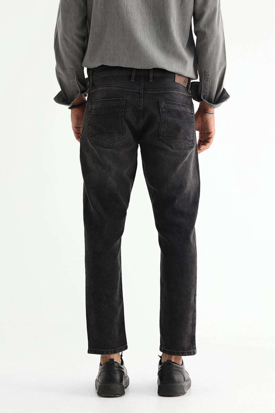 BASICS KERB FIT GREEN COTTON POLYESTER STRETCH PLAIN JEANS
