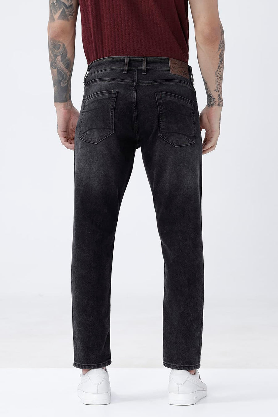 BASICS KERB FIT GREEN COTTON POLYESTER STRETCH PLAIN JEANS