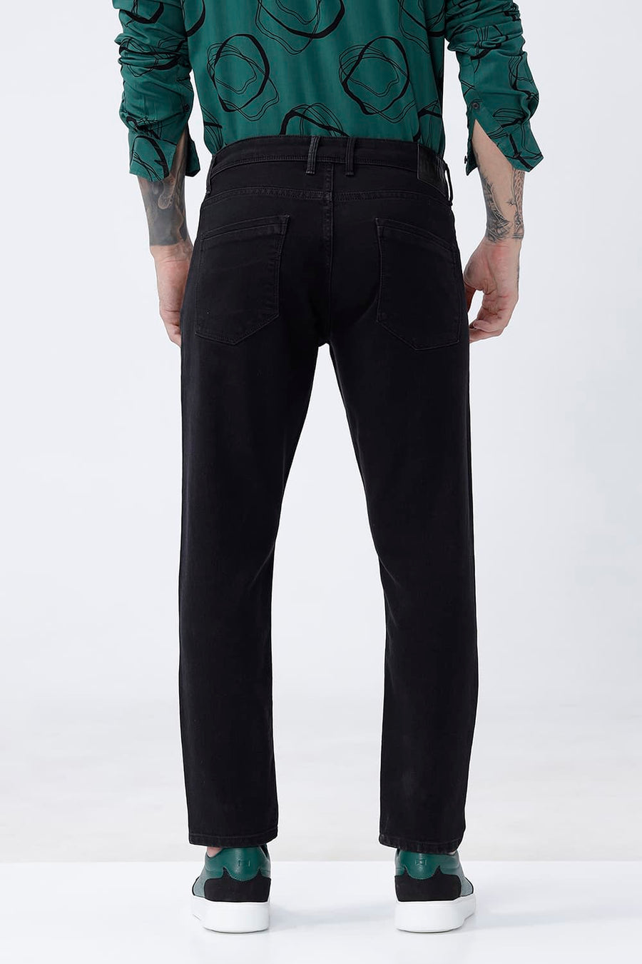 BASICS KERB FIT BROWN COTTON POLYESTER STRETCH PLAIN JEANS
