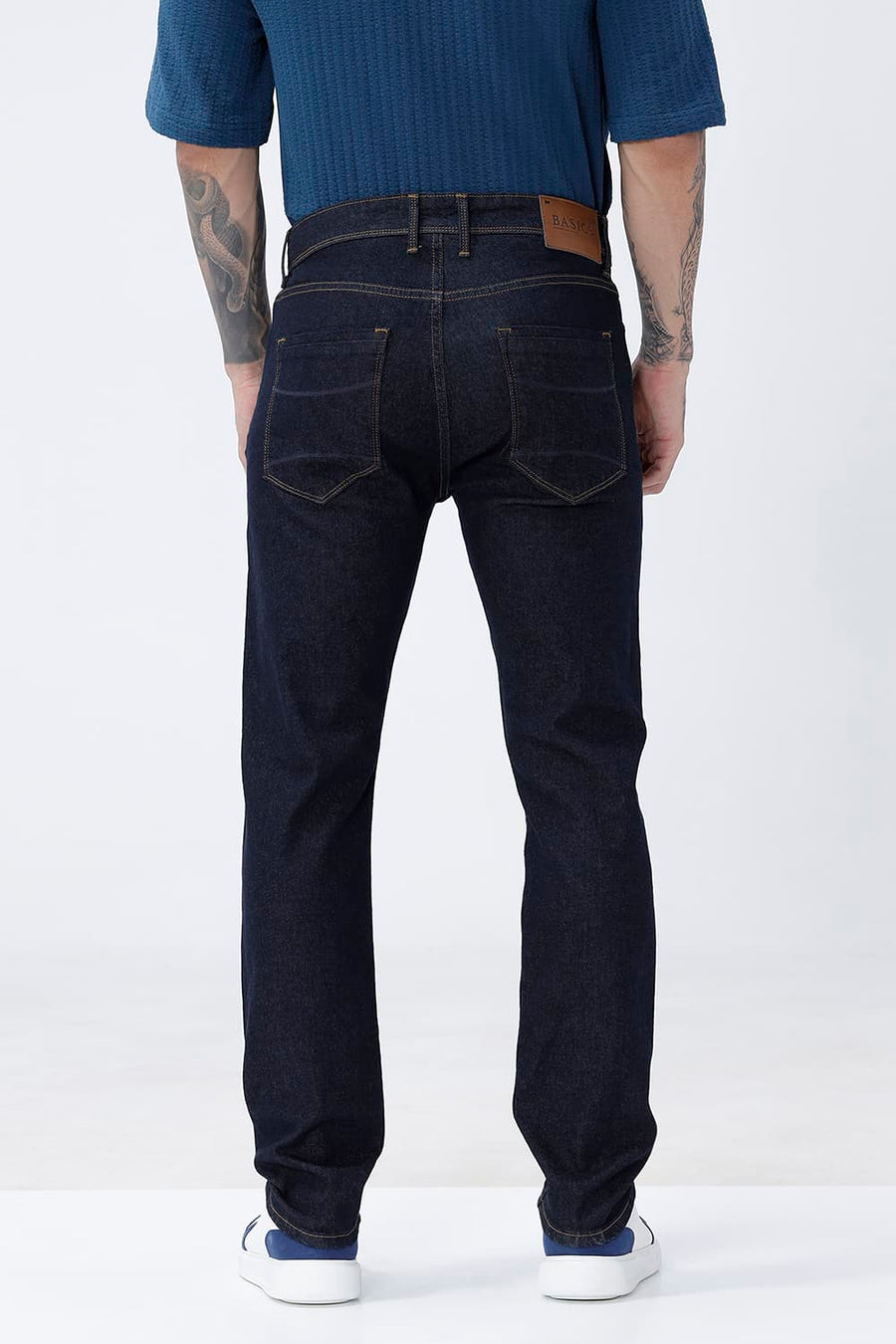 BASICS TORQUE FIT TEAL COTTON STRETCH PLAIN JEANS
