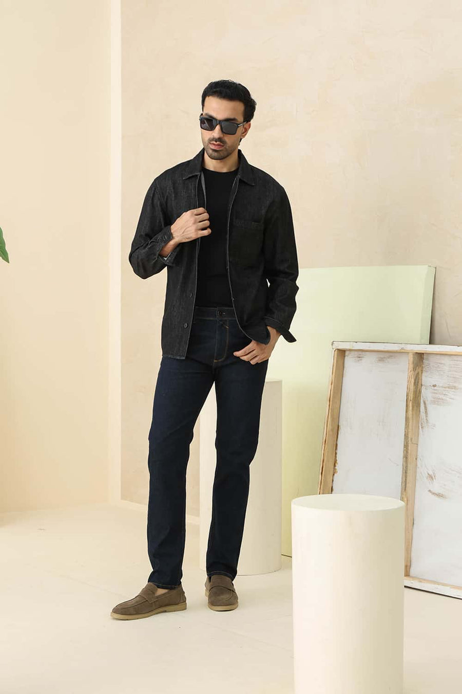Basics Torque Fit Teal Cotton Stretch Plain Jeans