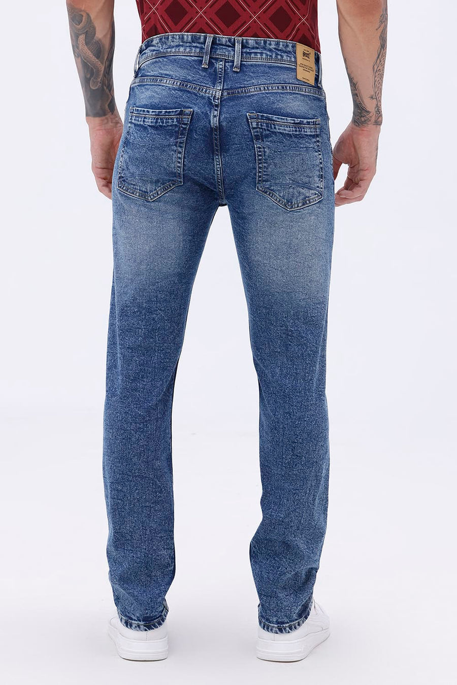 BASICS TORQUE FIT BEIGE COTTON STRETCH PLAIN JEANS