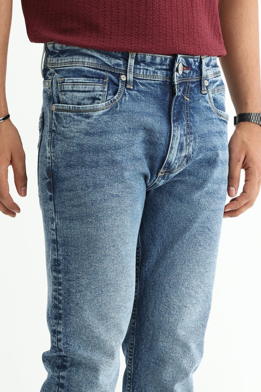 BASICS TORQUE FIT BEIGE COTTON STRETCH PLAIN JEANS