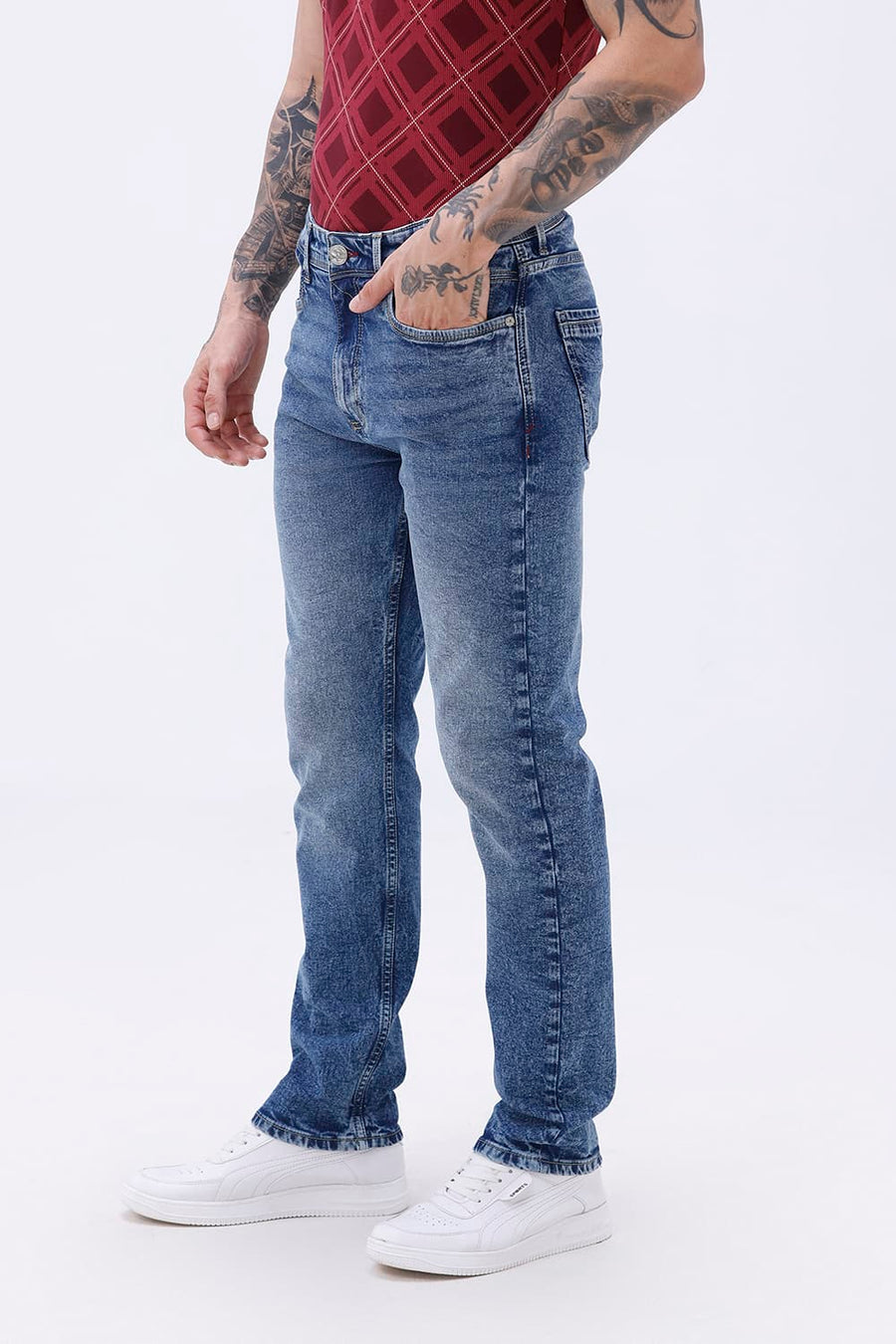 BASICS TORQUE FIT BEIGE COTTON STRETCH PLAIN JEANS