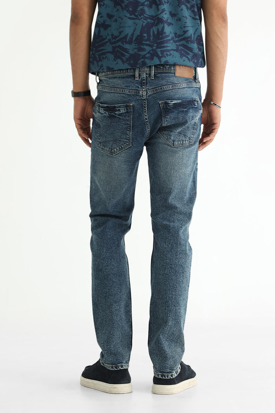 BASICS DRIFT FIT OLIVE COTTON STRETCH PLAIN JEANS