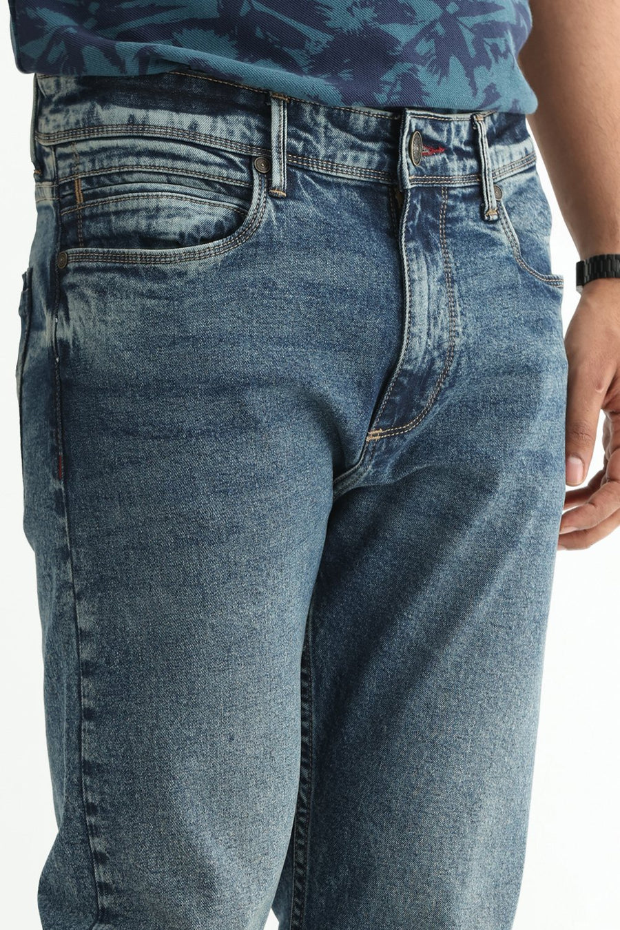 BASICS DRIFT FIT OLIVE COTTON STRETCH PLAIN JEANS