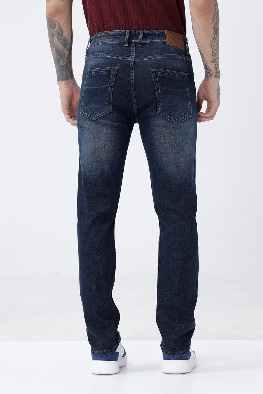 BASICS DRIFT FIT BLUE COTTON STRETCH PLAIN JEANS