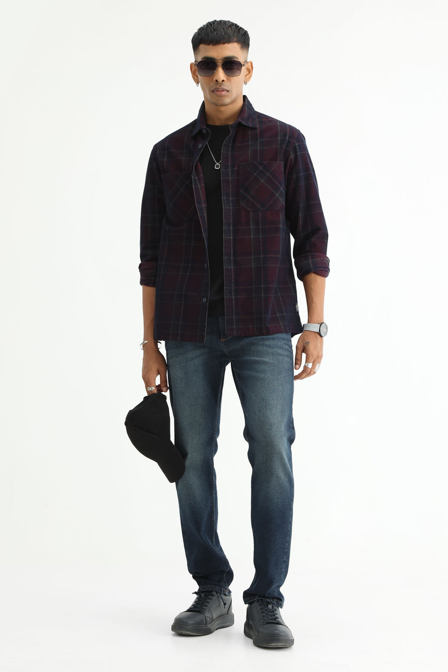 BASICS DRIFT FIT BLUE COTTON STRETCH PLAIN JEANS