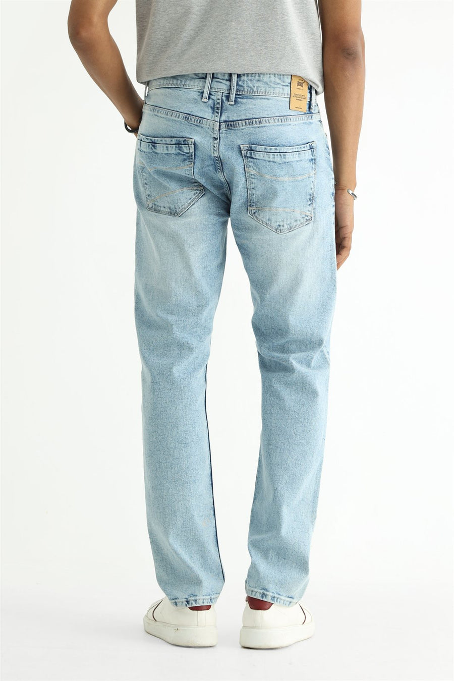 BASICS BLADE FIT TEAL COTTON STRETCH PLAIN JEANS