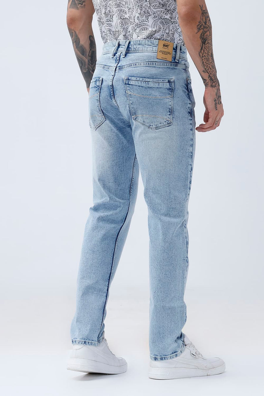 BASICS BLADE FIT TEAL COTTON STRETCH PLAIN JEANS
