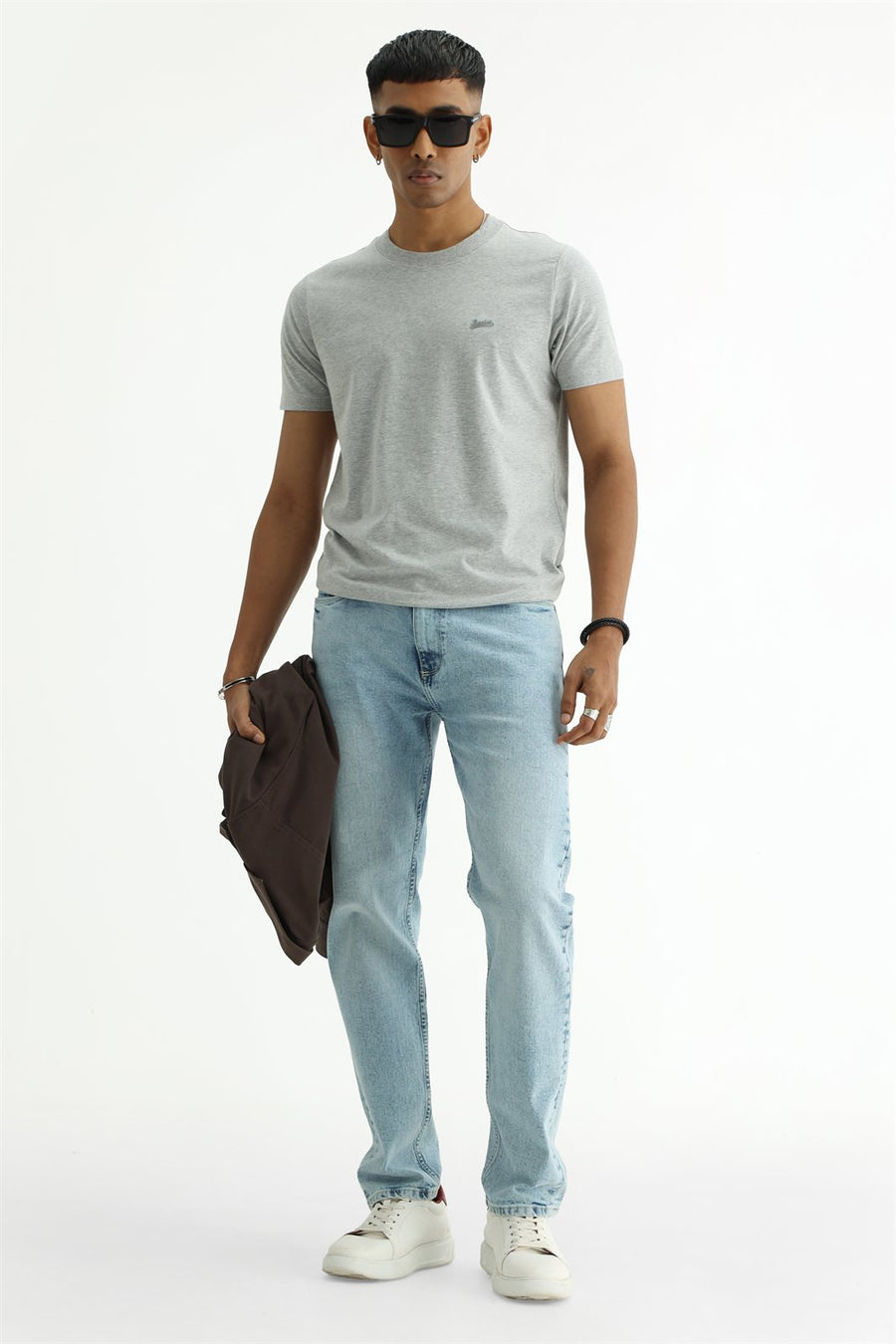 BASICS BLADE FIT TEAL COTTON STRETCH PLAIN JEANS