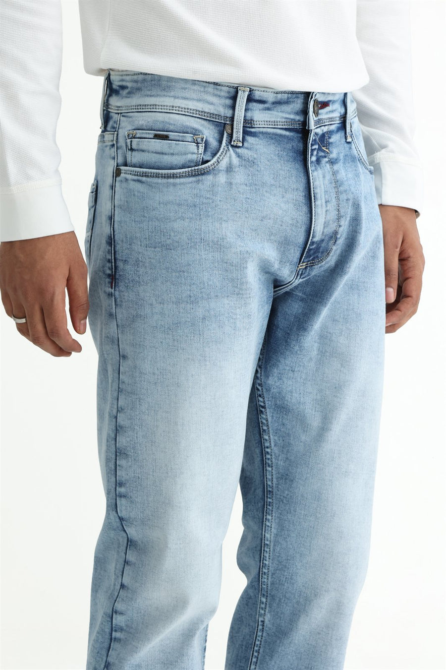 BASICS DRIFT FIT BLACK COTTON POLYESTER STRETCH PLAIN JEANS