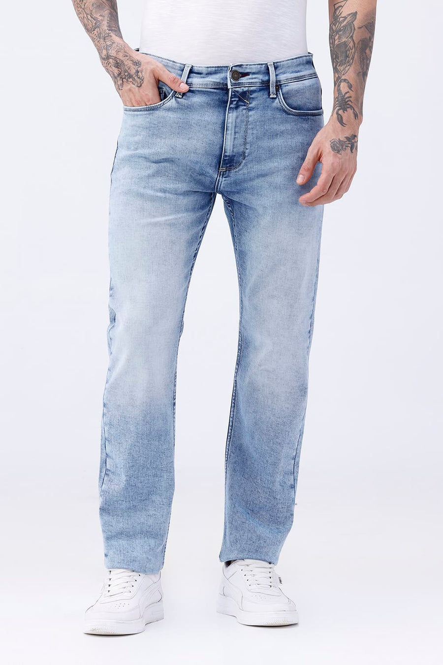 BASICS DRIFT FIT BLACK COTTON POLYESTER STRETCH PLAIN JEANS