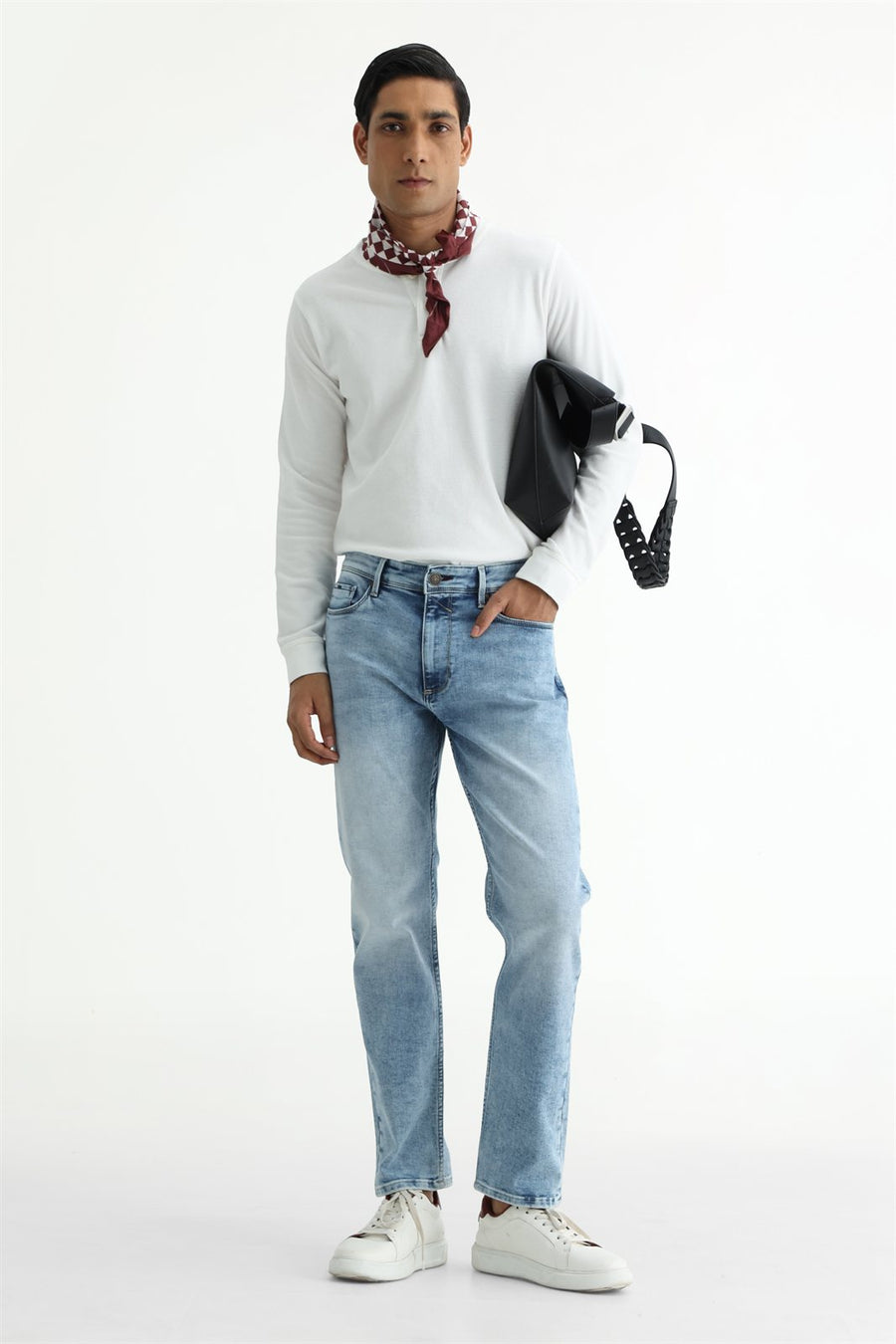 BASICS DRIFT FIT BLACK COTTON POLYESTER STRETCH PLAIN JEANS