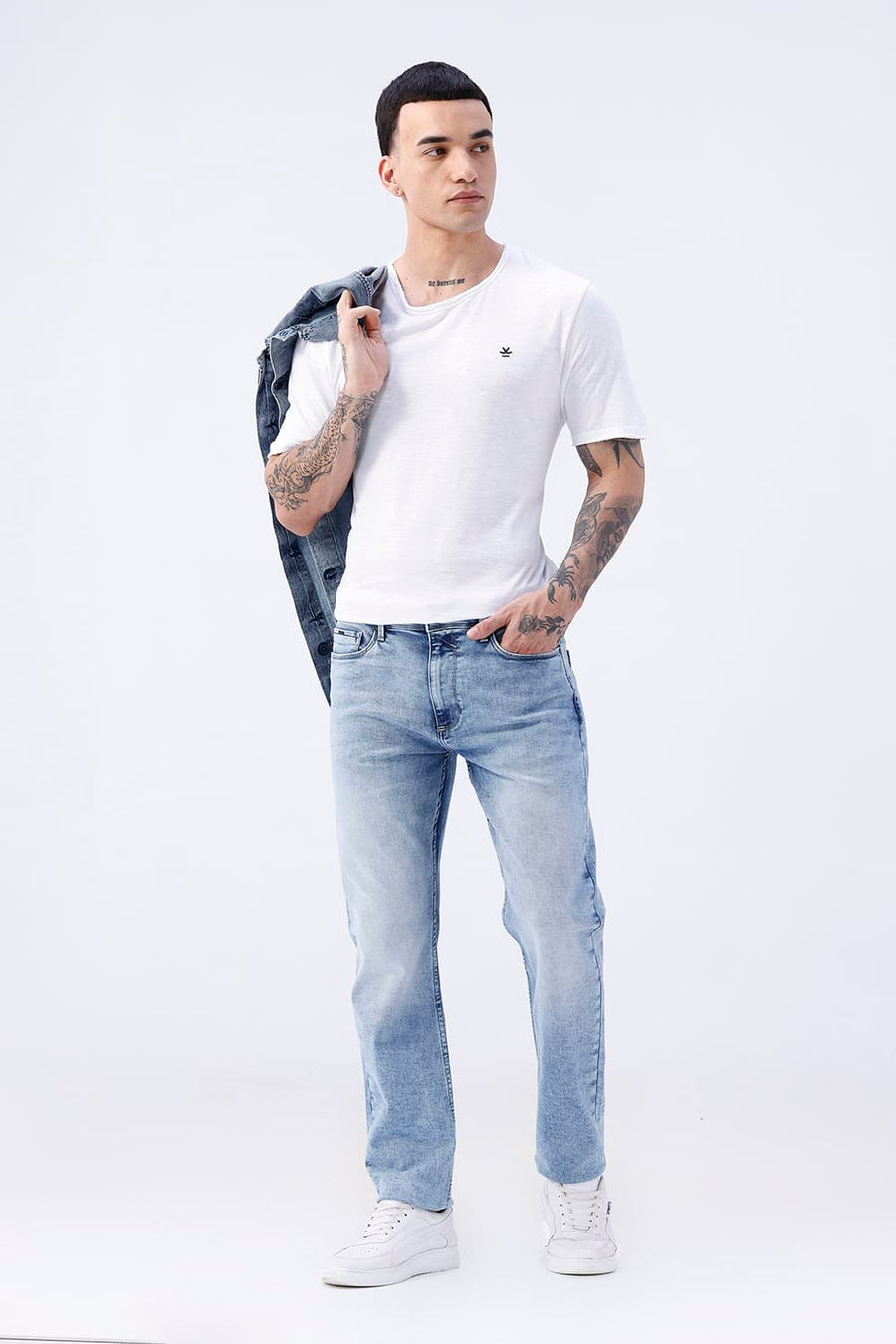 BASICS DRIFT FIT BLACK COTTON POLYESTER STRETCH PLAIN JEANS