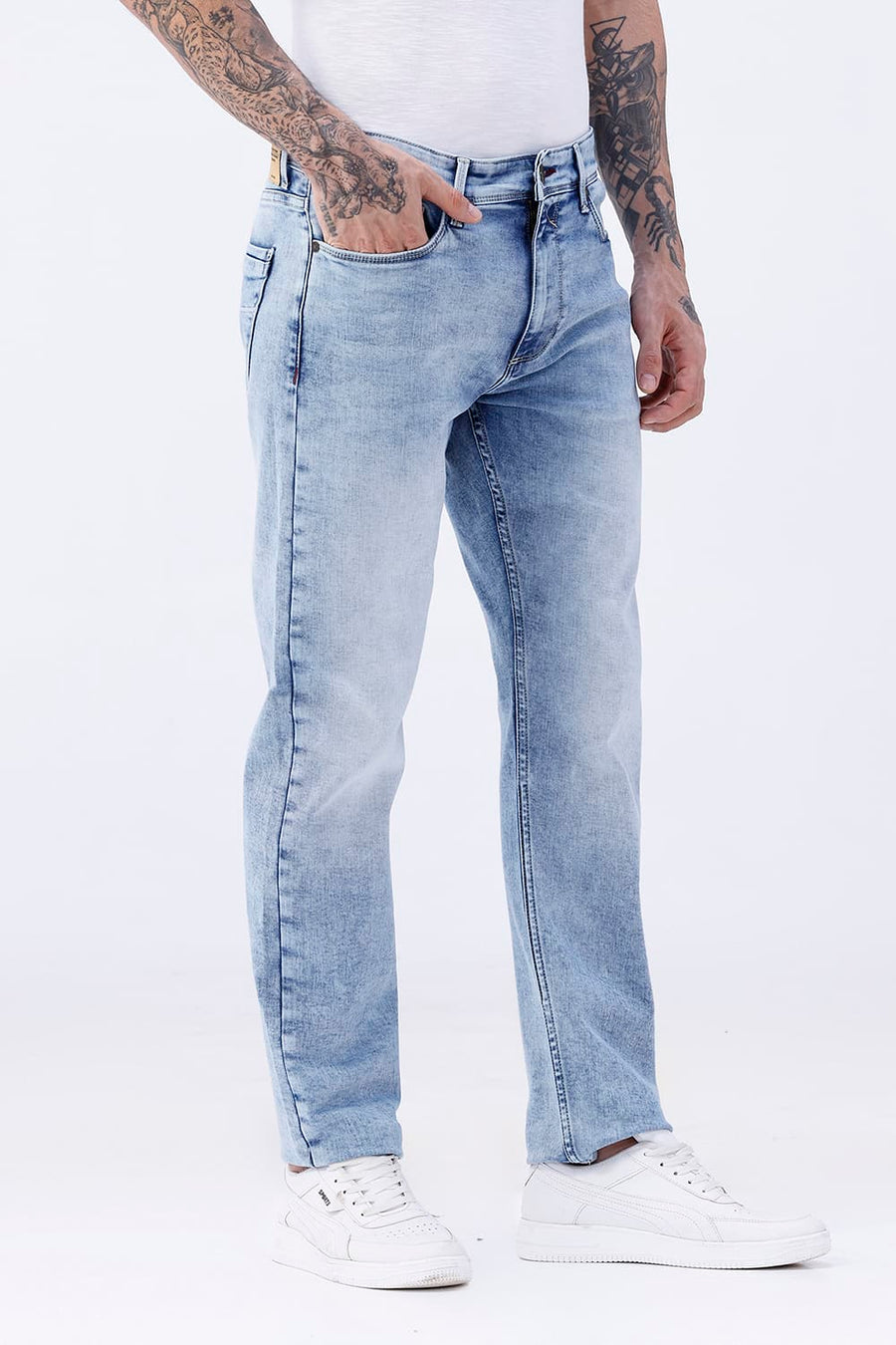 BASICS DRIFT FIT BLACK COTTON POLYESTER STRETCH PLAIN JEANS