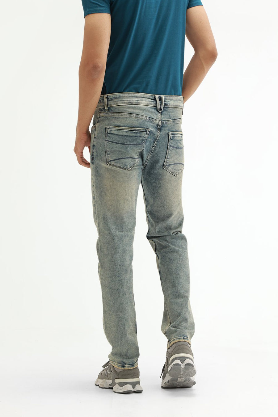 BASICS DRIFT FIT GREEN COTTON POLYESTER STRETCH PLAIN JEANS