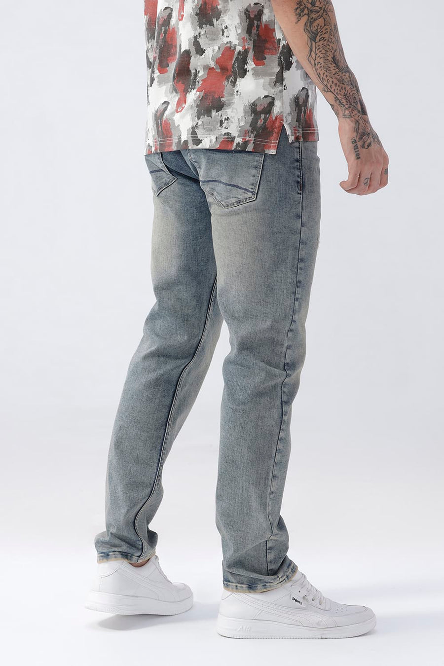 BASICS DRIFT FIT GREEN COTTON POLYESTER STRETCH PLAIN JEANS