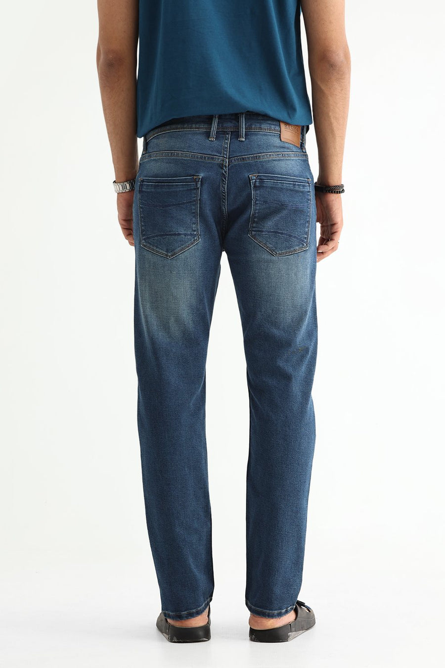 BASICS DRIFT FIT GREY COTTON POLYESTER STRETCH PLAIN JEANS