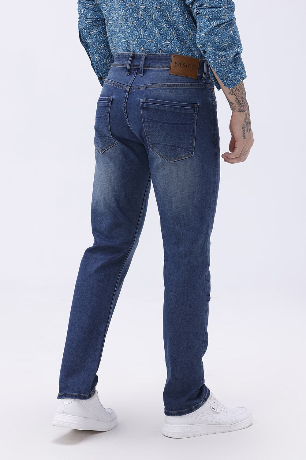 BASICS DRIFT FIT GREY COTTON POLYESTER STRETCH PLAIN JEANS