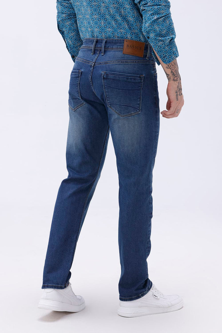 BASICS DRIFT FIT GREY COTTON POLYESTER STRETCH PLAIN JEANS